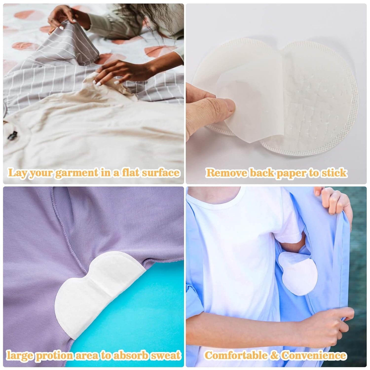 Underarm Sweat Pads - 100 Pack (50 Pairs) Armpit Pads for Women and Men, Disposable Sweat Protection Underarm Fight Hyperhidrosis Non Visible, Comfortable Unflavored